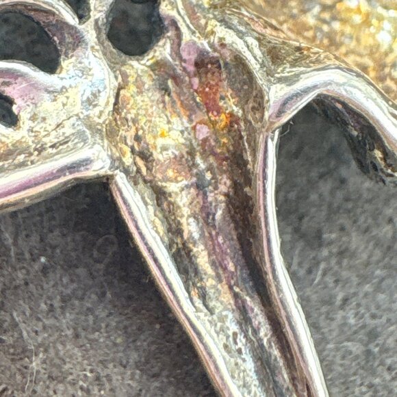 VTG Sterling Silver 925 Cat & Mouse Scroll Design Brooch Size 1.5" Length - Picture 13 of 16